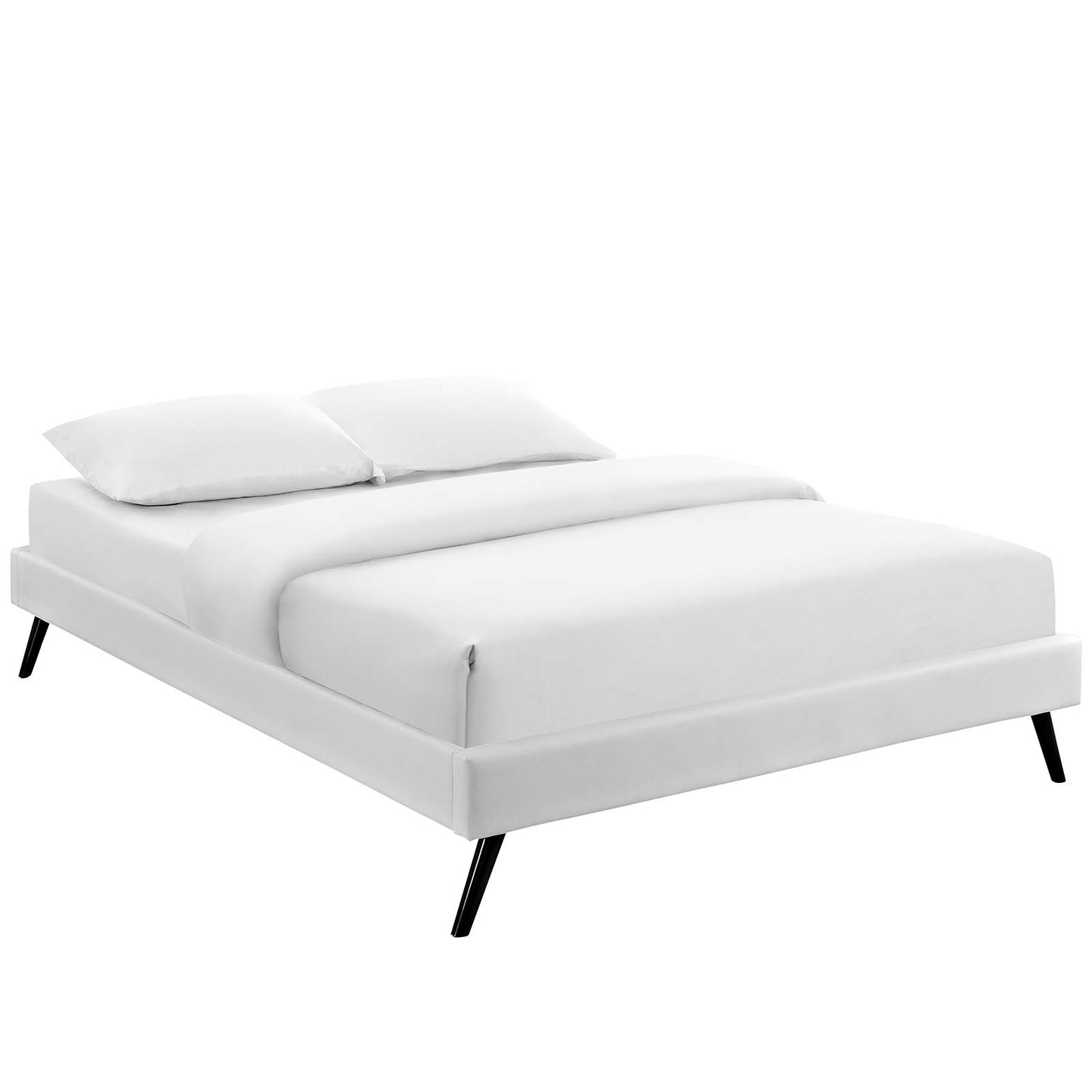 Loryn King Vinyl Bed Frame with Round Splayed Legs White MOD-5892-WHI