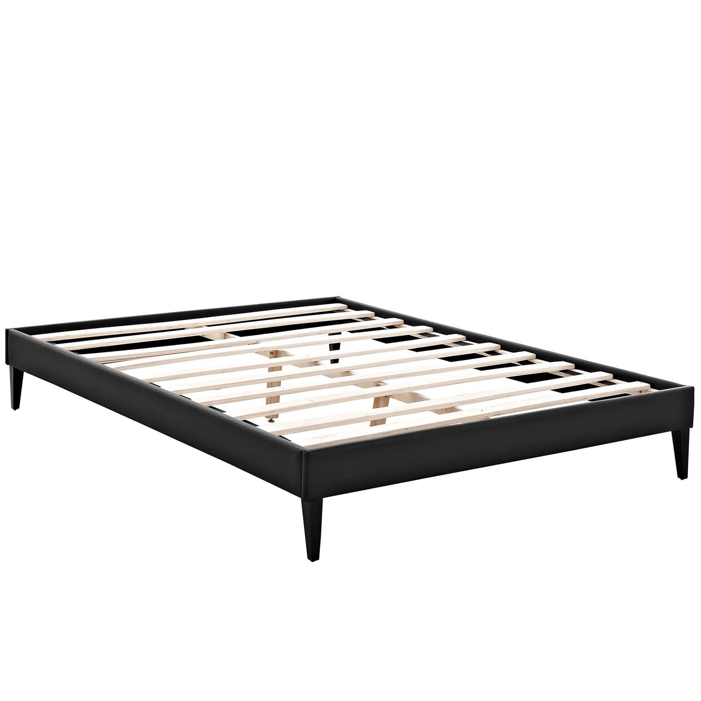 Tessie Full Vinyl Bed Frame with Squared Tapered Legs Black MOD-5896-BLK