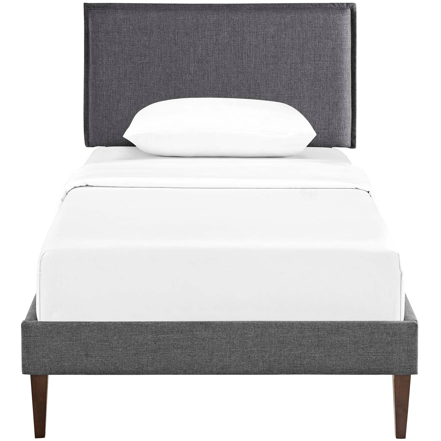 Amaris Twin Fabric Platform Bed with Squared Tapered Legs Gray MOD-5906-GRY