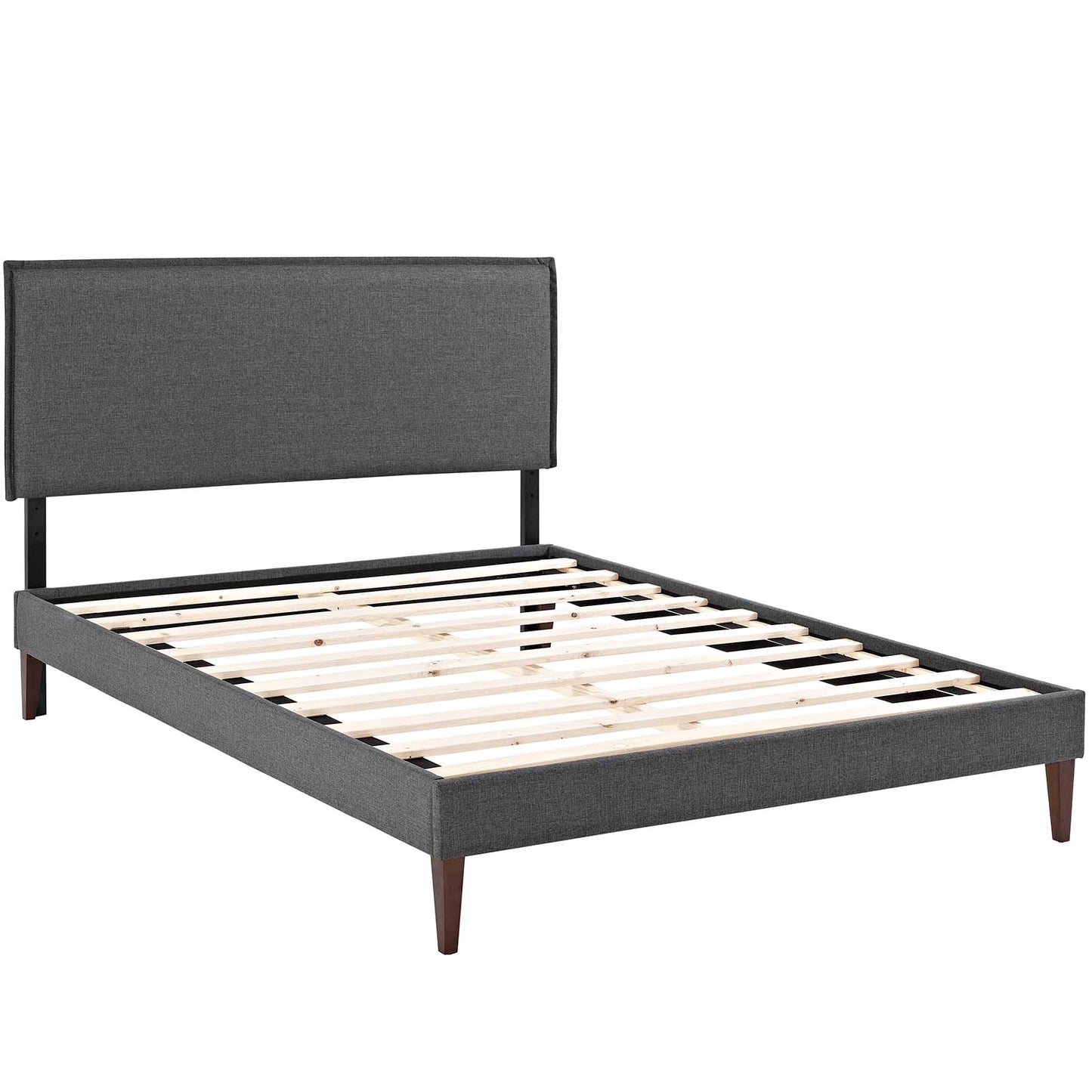 Amaris Queen Fabric Platform Bed with Squared Tapered Legs Gray MOD-5908-GRY