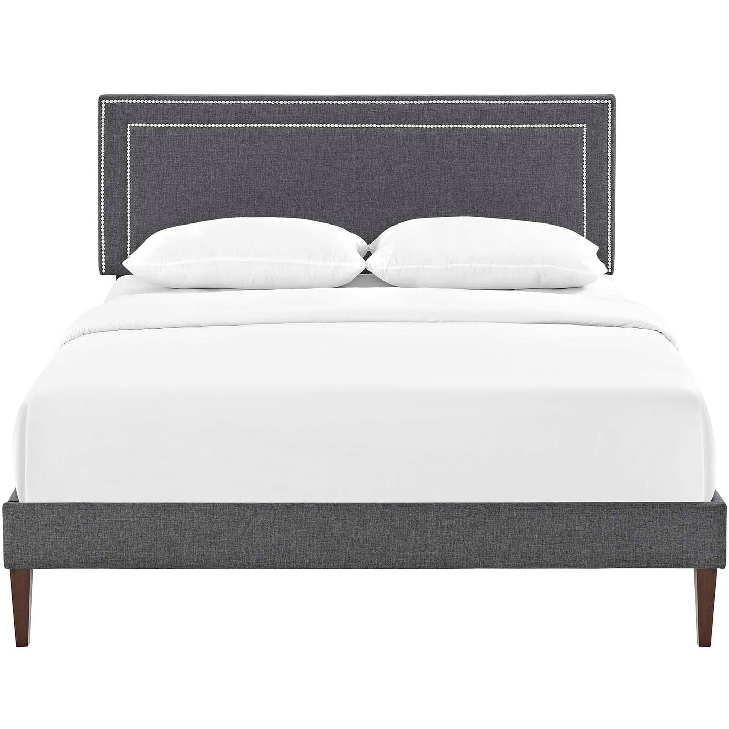 Virginia Full Fabric Platform Bed with Squared Tapered Legs Gray MOD-5921-GRY