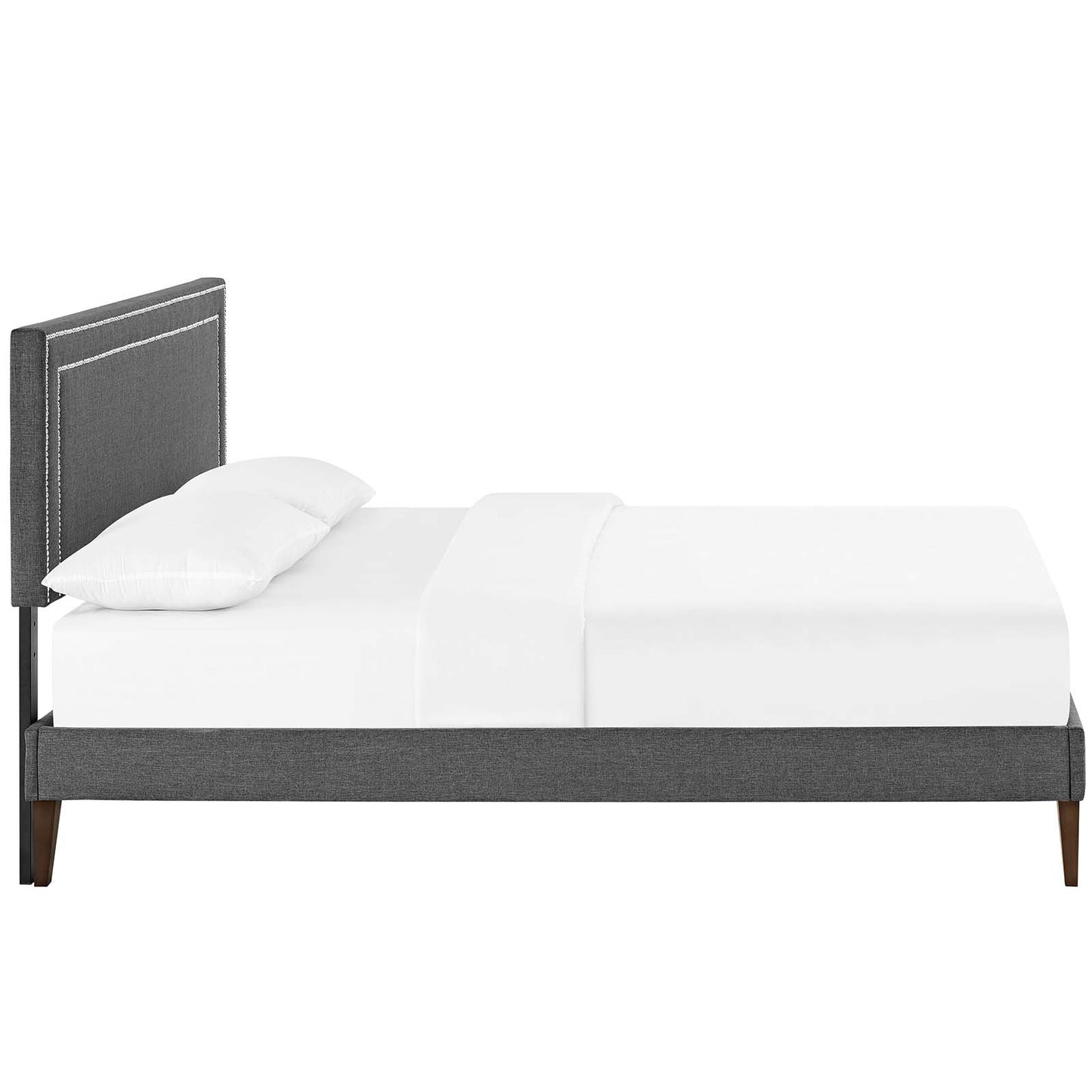Virginia Queen Fabric Platform Bed with Squared Tapered Legs Gray MOD-5923-GRY