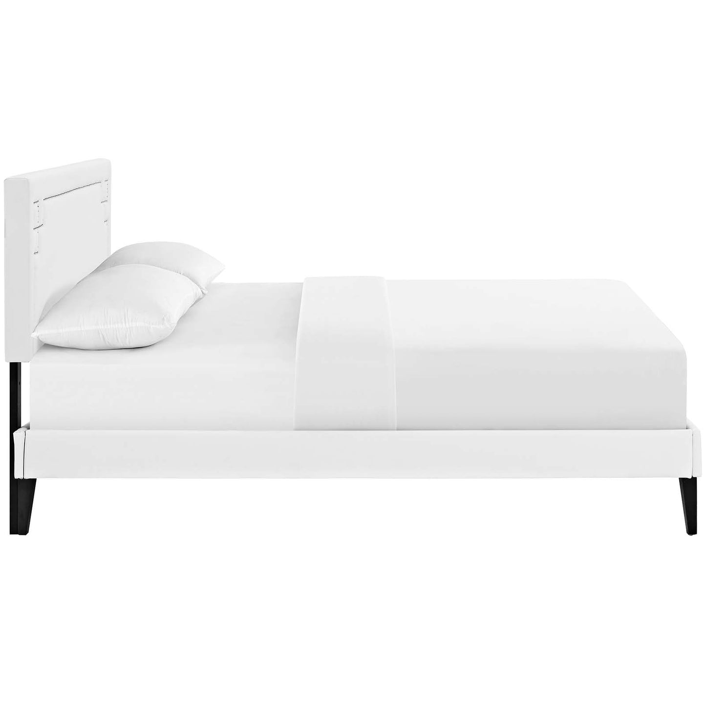 Ruthie Queen Vinyl Platform Bed with Squared Tapered Legs White MOD-5938-WHI
