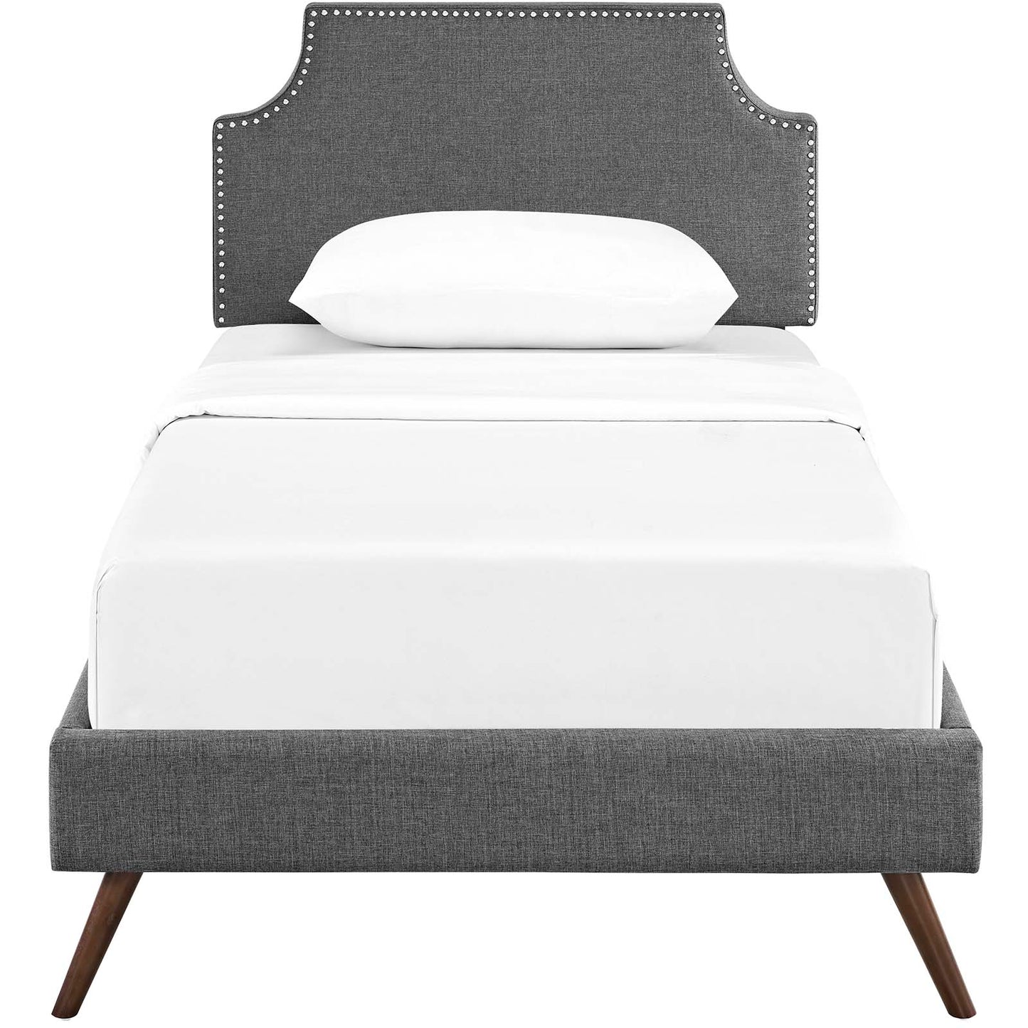 Corene Twin Fabric Platform Bed with Round Splayed Legs Gray MOD-5943-GRY