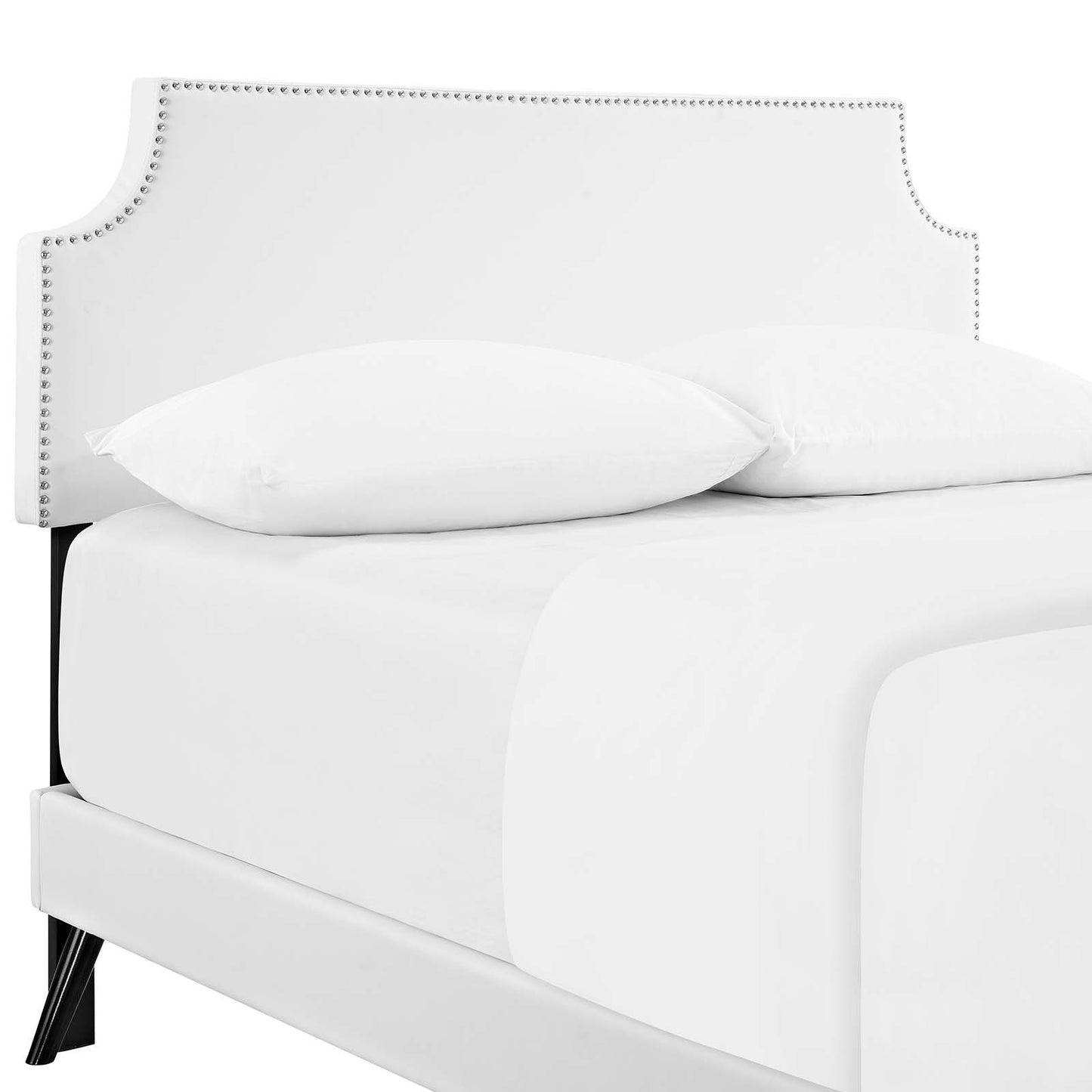 Corene Full Vinyl Platform Bed with Round Splayed Legs White MOD-5944-WHI