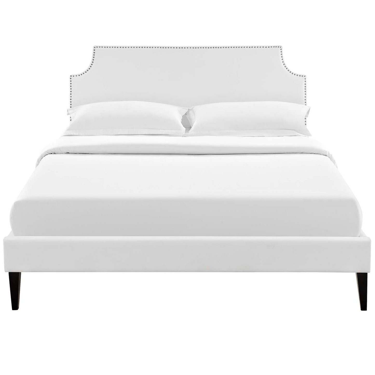 Corene Queen Vinyl Platform Bed with Squared Tapered Legs White MOD-5954-WHI