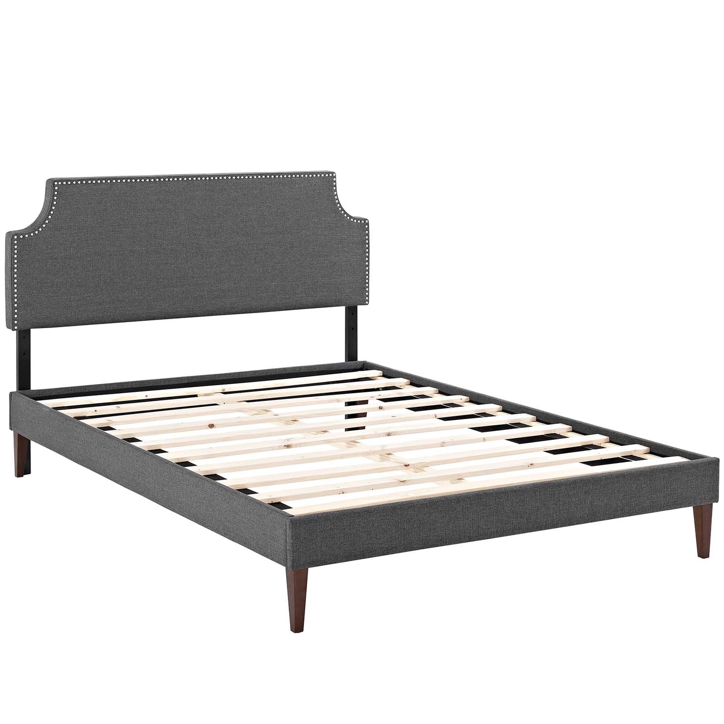 Corene King Fabric Platform Bed with Squared Tapered Legs Gray MOD-5957-GRY