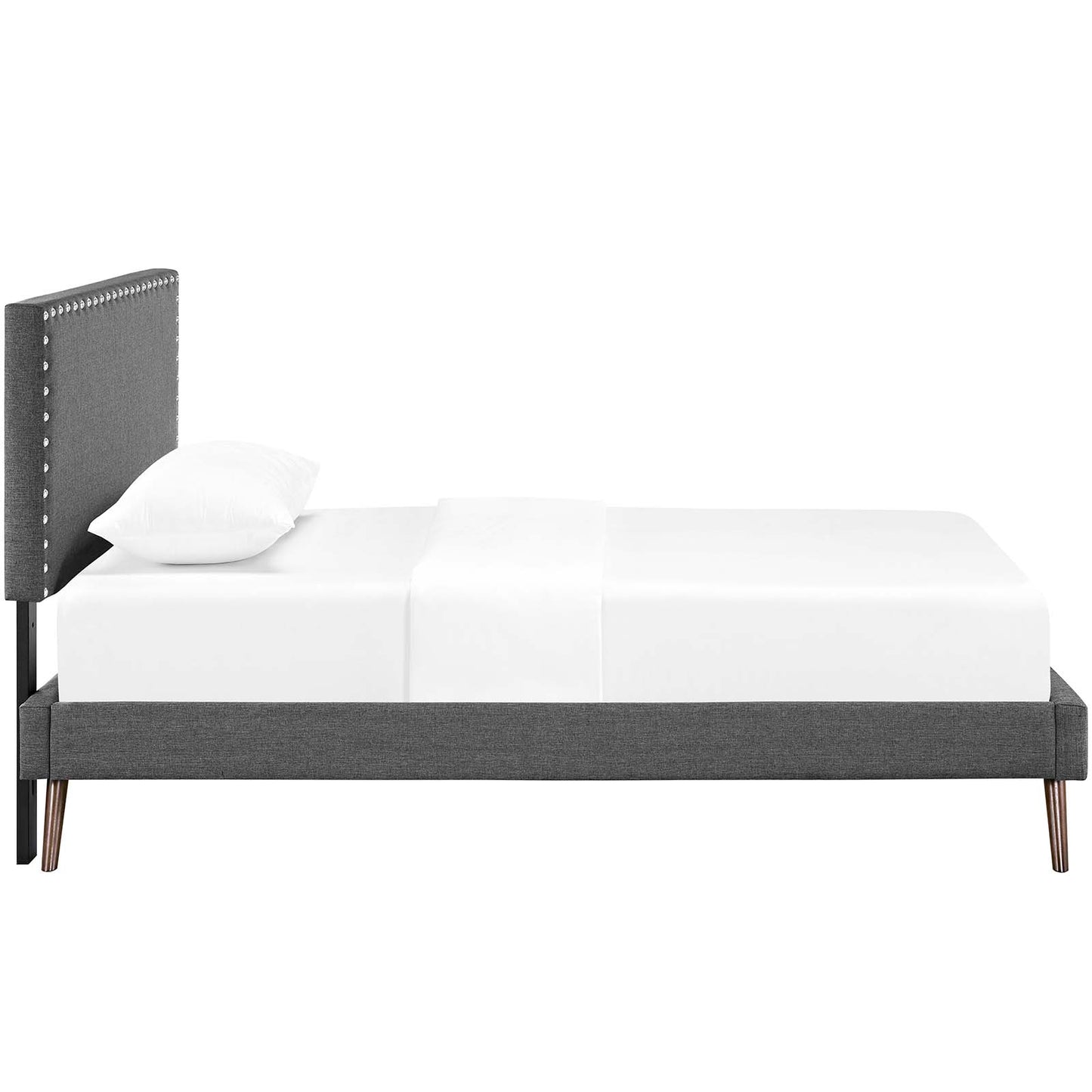 Macie Twin Fabric Platform Bed with Round Splayed Legs Gray MOD-5959-GRY