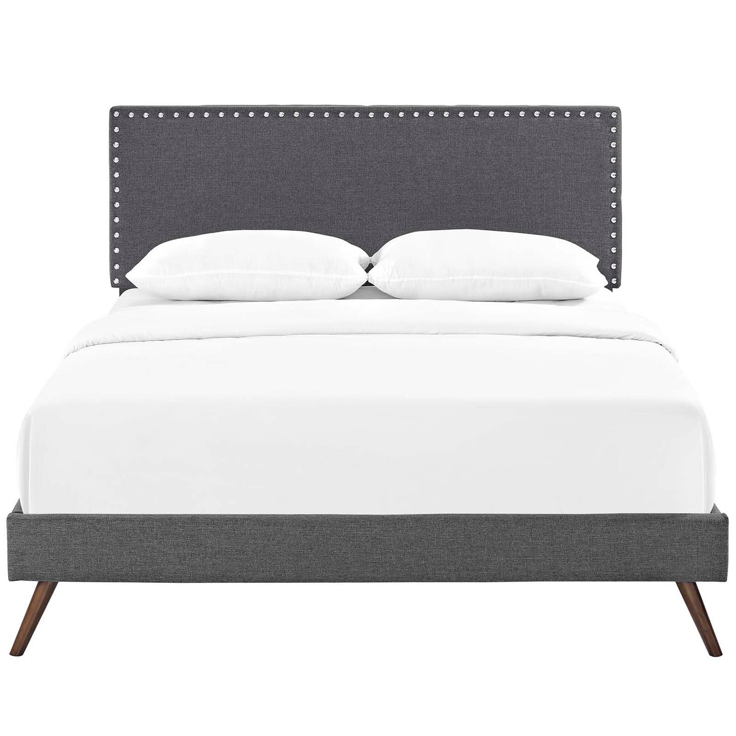 Macie Queen Fabric Platform Bed with Round Splayed Legs Gray MOD-5963-GRY