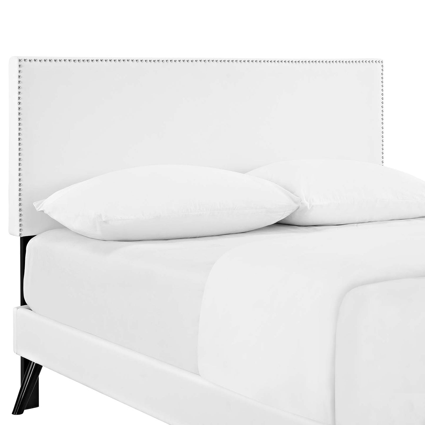 Macie King Vinyl Platform Bed with Round Splayed Legs White MOD-5964-WHI