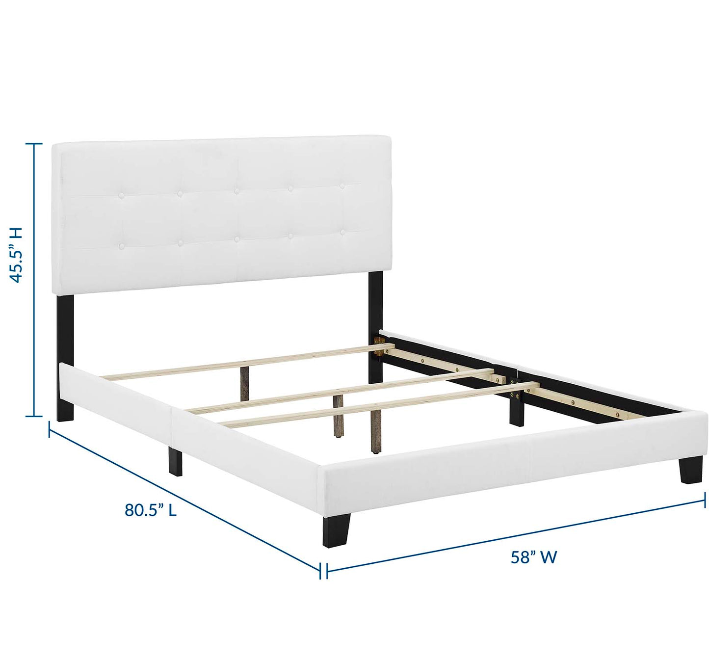 Amira Full Upholstered Fabric Bed White MOD-6000-WHI