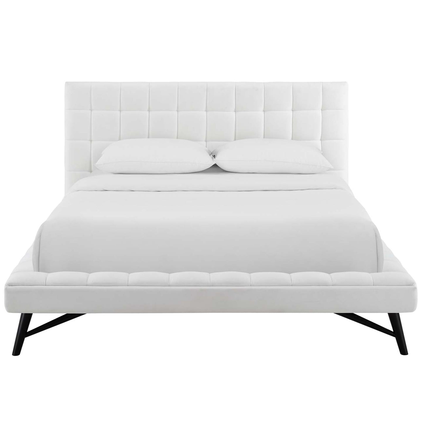 Julia Queen Biscuit Tufted Performance Velvet Platform Bed White MOD-6008-WHI