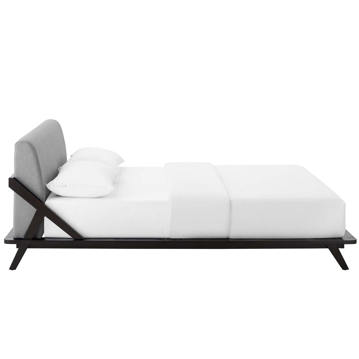 Luella Queen Upholstered Fabric Platform Bed Cappuccino Light Gray MOD-6047-CAP-LGR