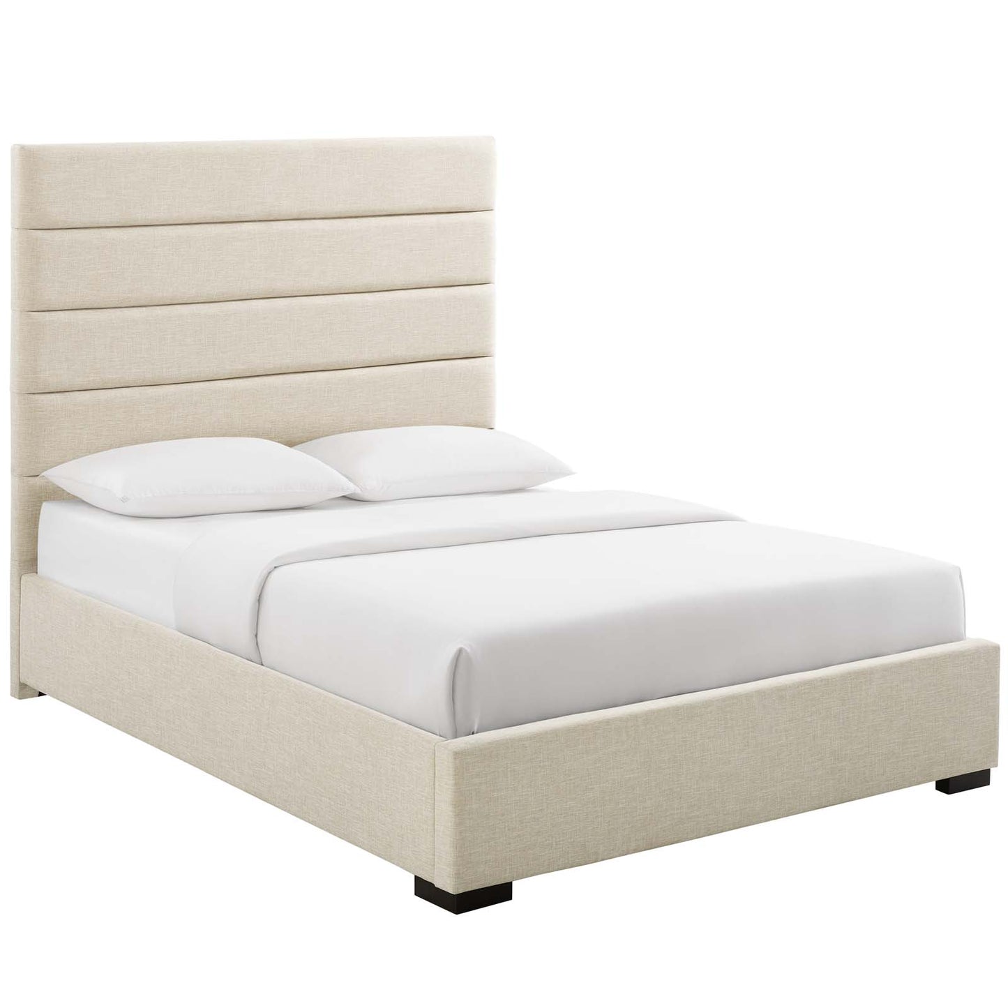 Genevieve Queen Upholstered Fabric Platform Bed Beige MOD-6049-BEI