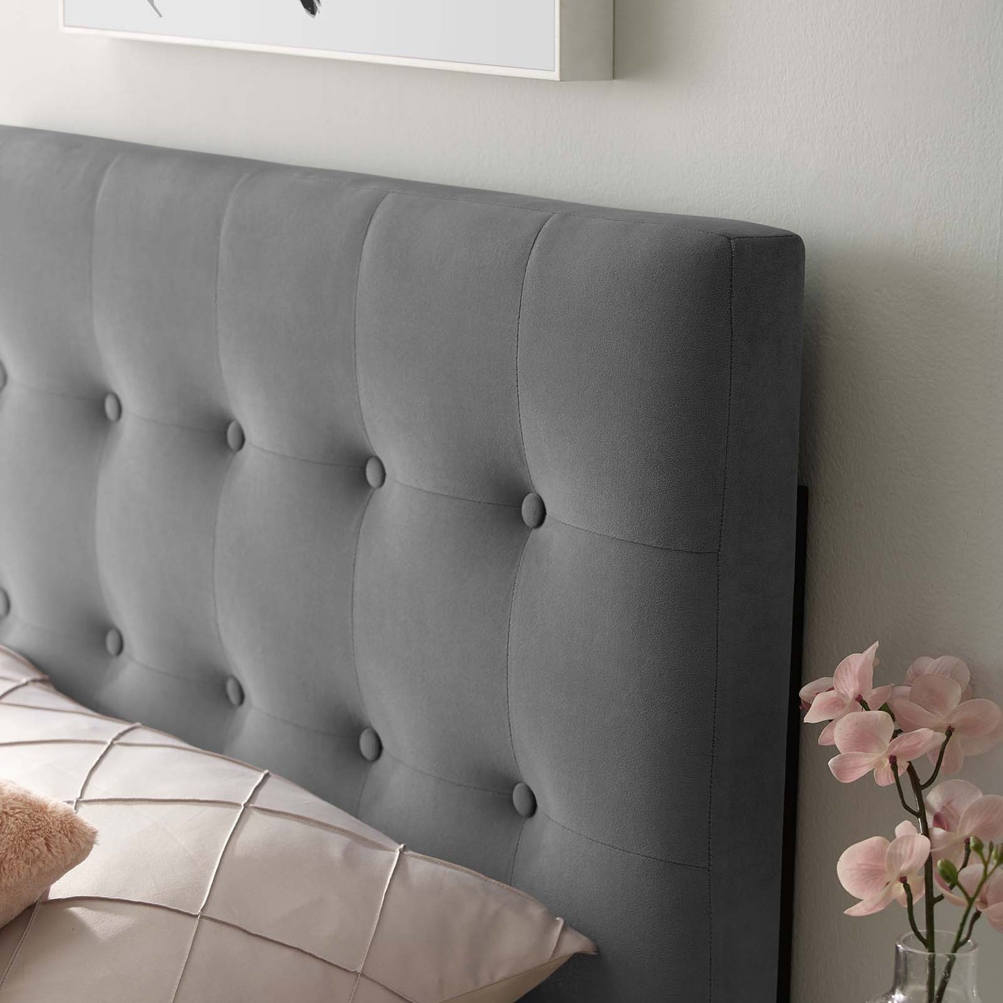 Emily Twin Biscuit Tufted Performance Velvet Headboard Gray MOD-6114-GRY