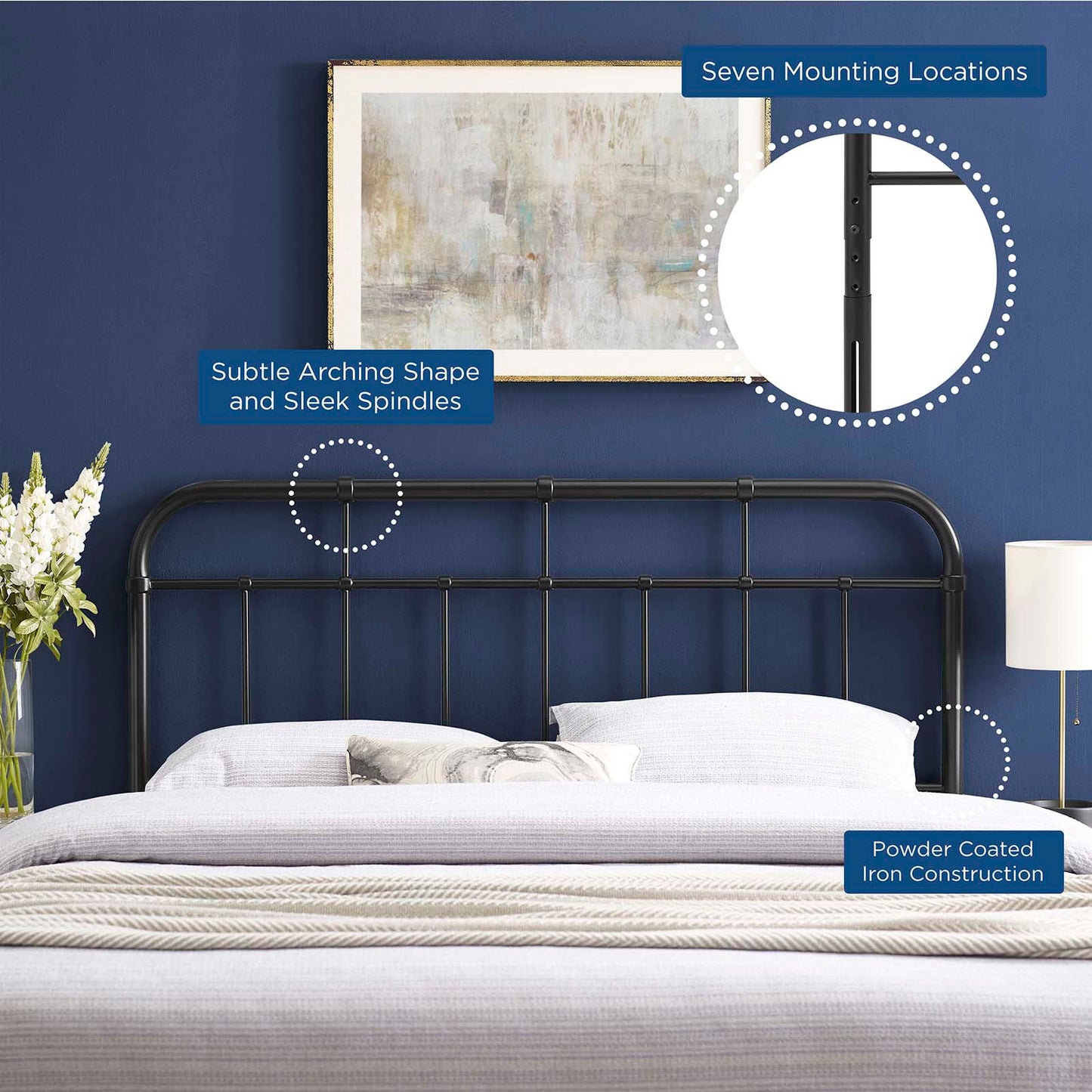 Alessia King Metal Headboard Black