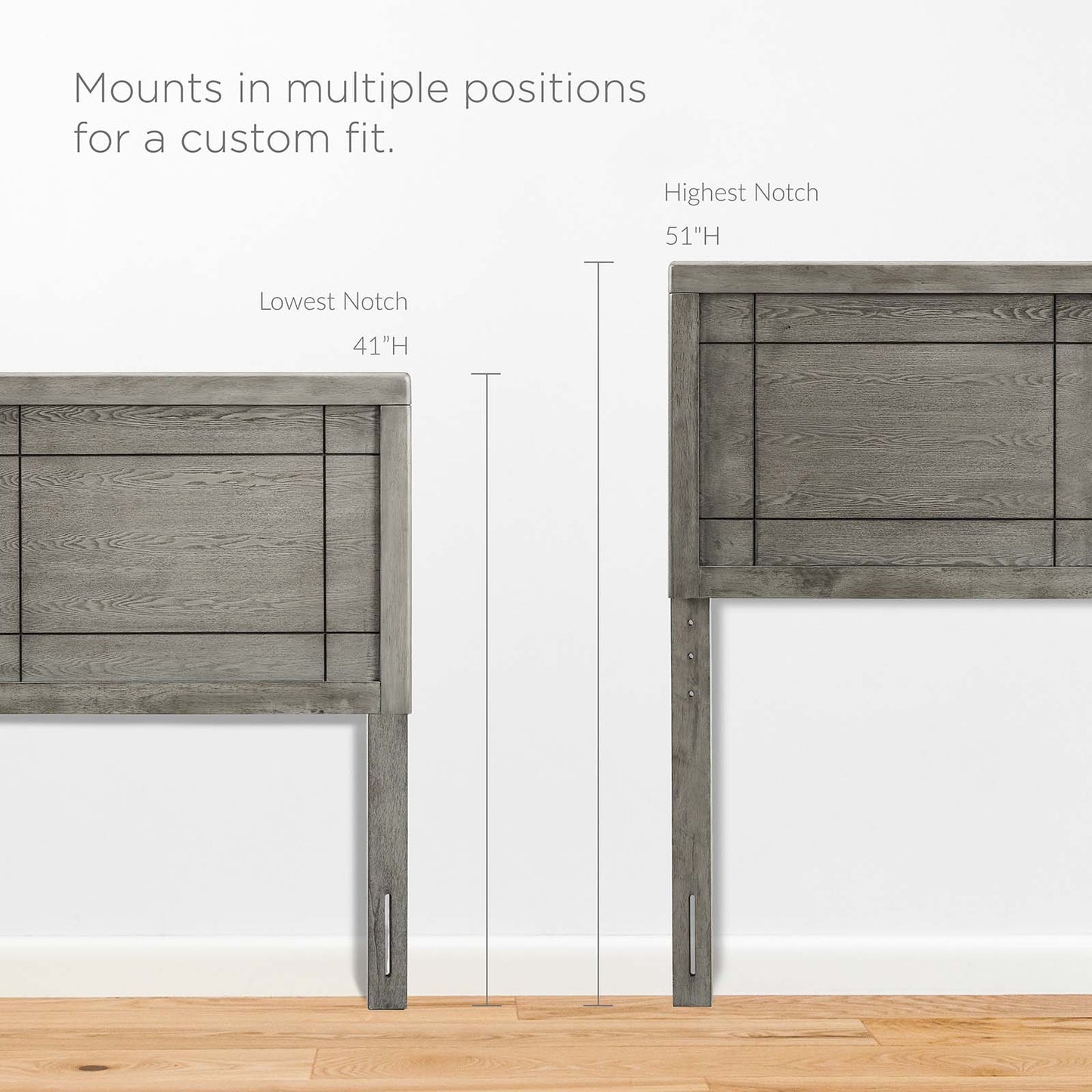 Archie King Wood Headboard Gray MOD-6223-GRY