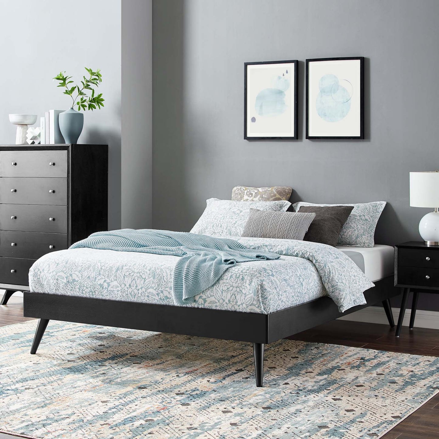 Margo King Wood Platform Bed Frame Black MOD-6231-BLK