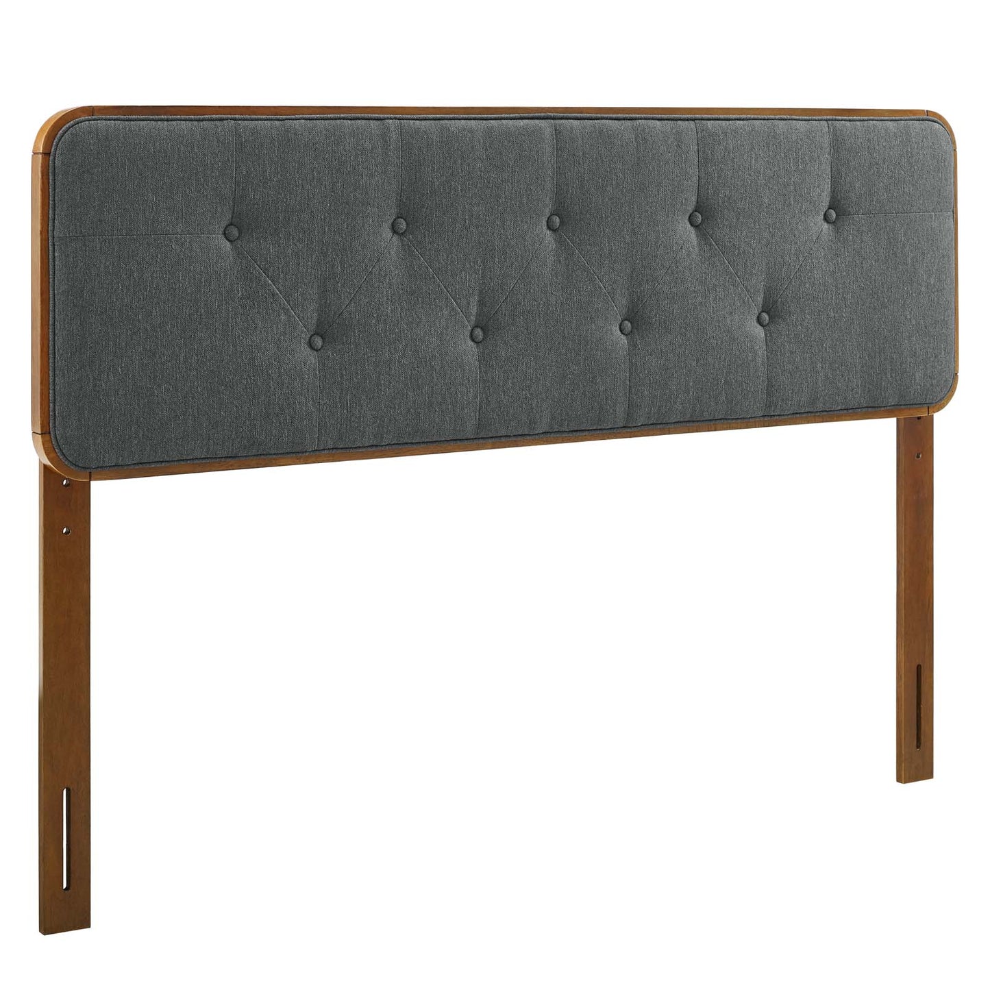 Collins Tufted Twin Fabric and Wood Headboard Walnut Charcoal MOD-6232-WAL-CHA