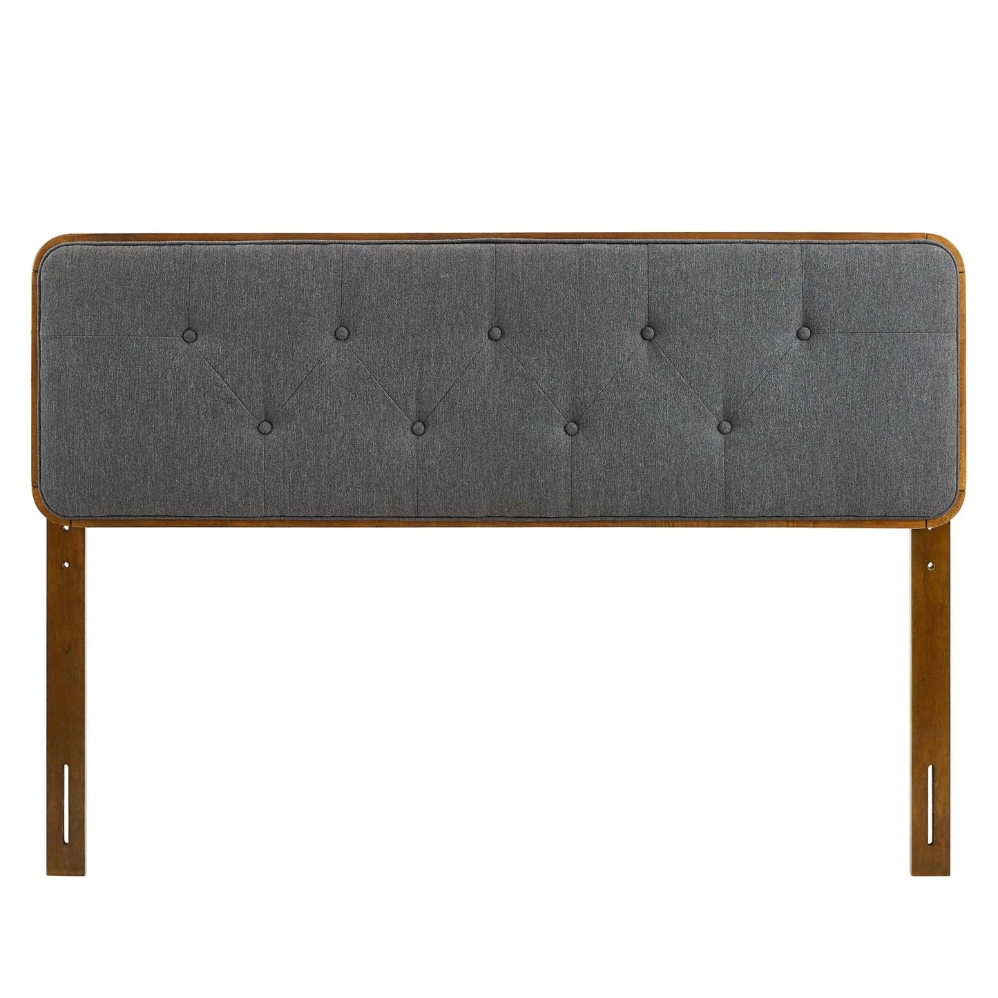 Collins Tufted Twin Fabric and Wood Headboard Walnut Charcoal MOD-6232-WAL-CHA