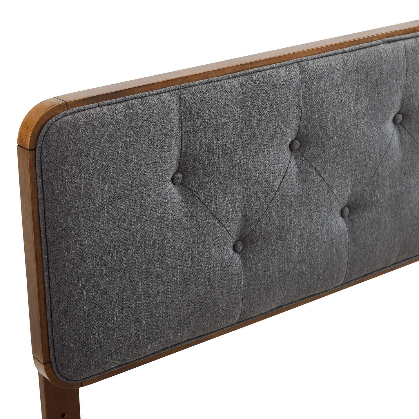 Collins Tufted Twin Fabric and Wood Headboard Walnut Charcoal MOD-6232-WAL-CHA