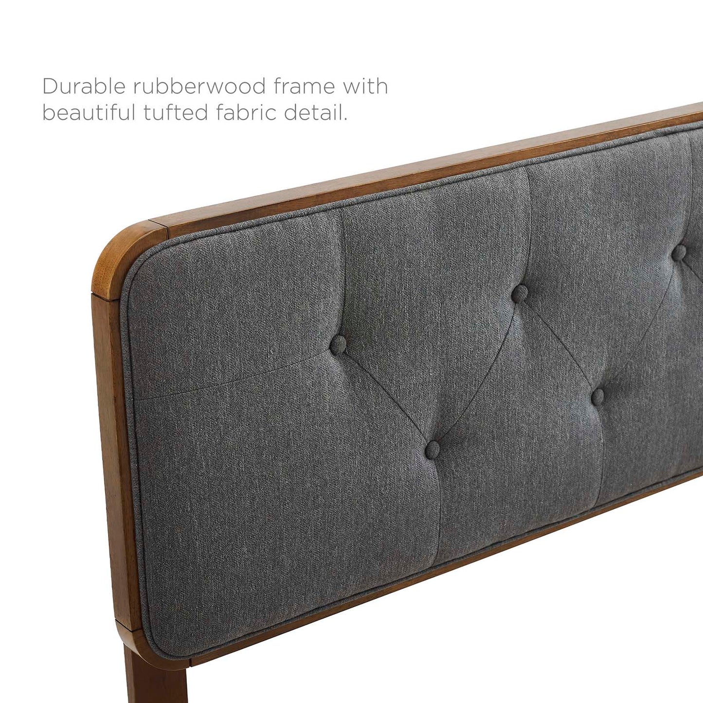 Collins Tufted Twin Fabric and Wood Headboard Walnut Charcoal MOD-6232-WAL-CHA