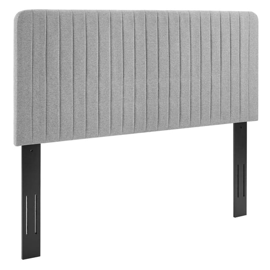 Milenna Channel Tufted Upholstered Fabric Twin Headboard Light Gray MOD-6338-LGR