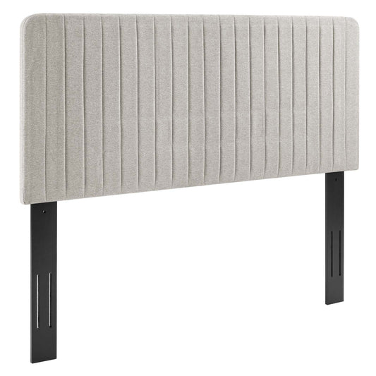 Milenna Channel Tufted Upholstered Fabric King/California King Headboard Oatmeal