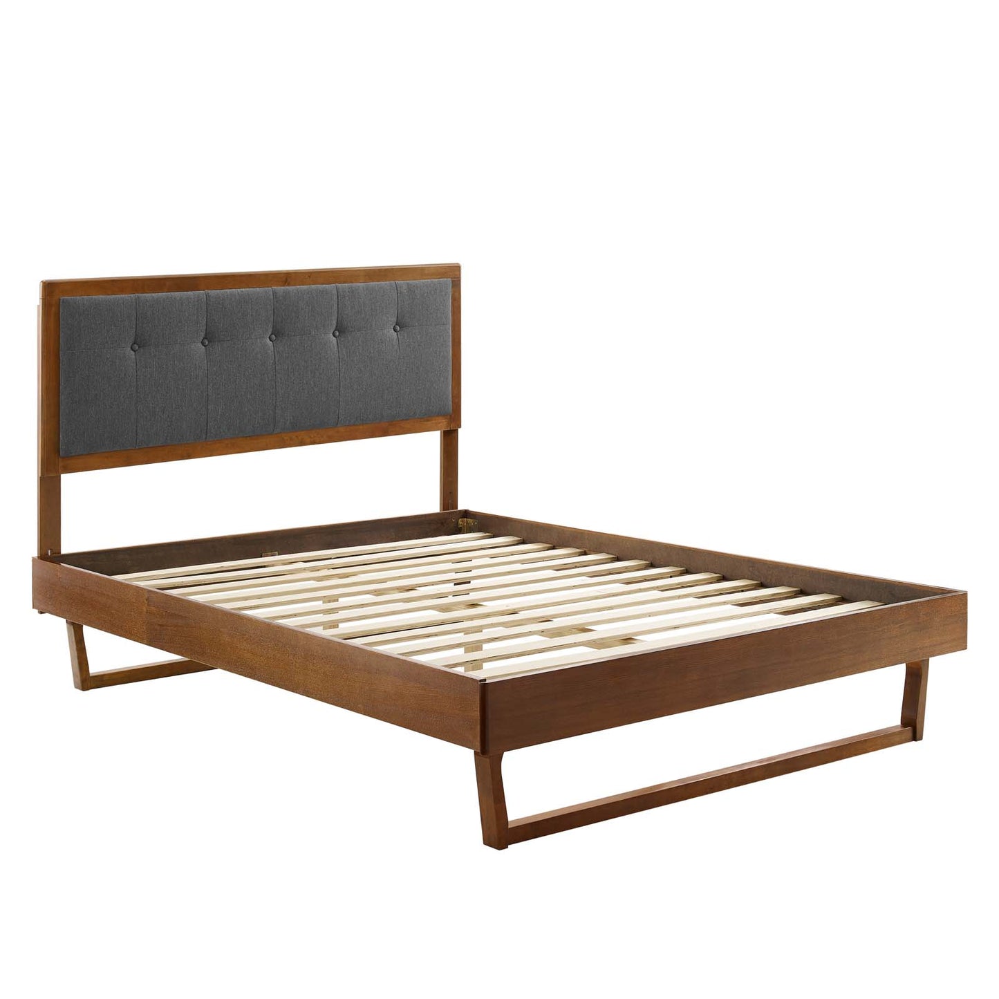 Willow Wood Platform Bed with Splayed Legs and Angular Frame