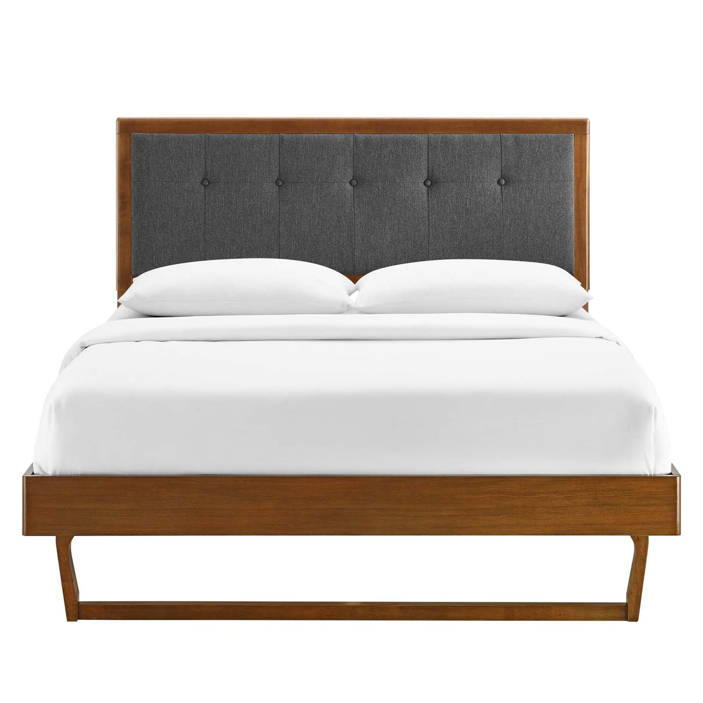 Willow Wood Platform Bed with Splayed Legs and Angular Frame