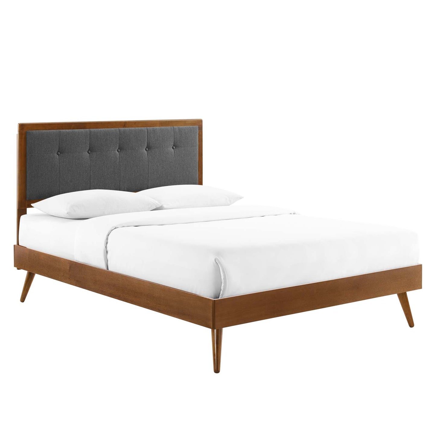 Willow Wood Platform Bed with Splayed Legs and Angular Frame