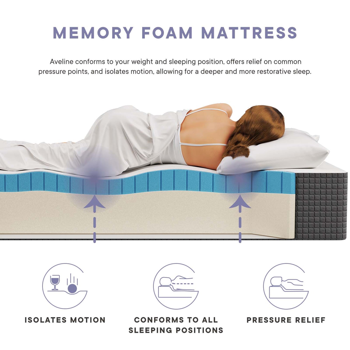 Aveline 12" Memory Foam Queen Mattress White MOD-6600-WHI