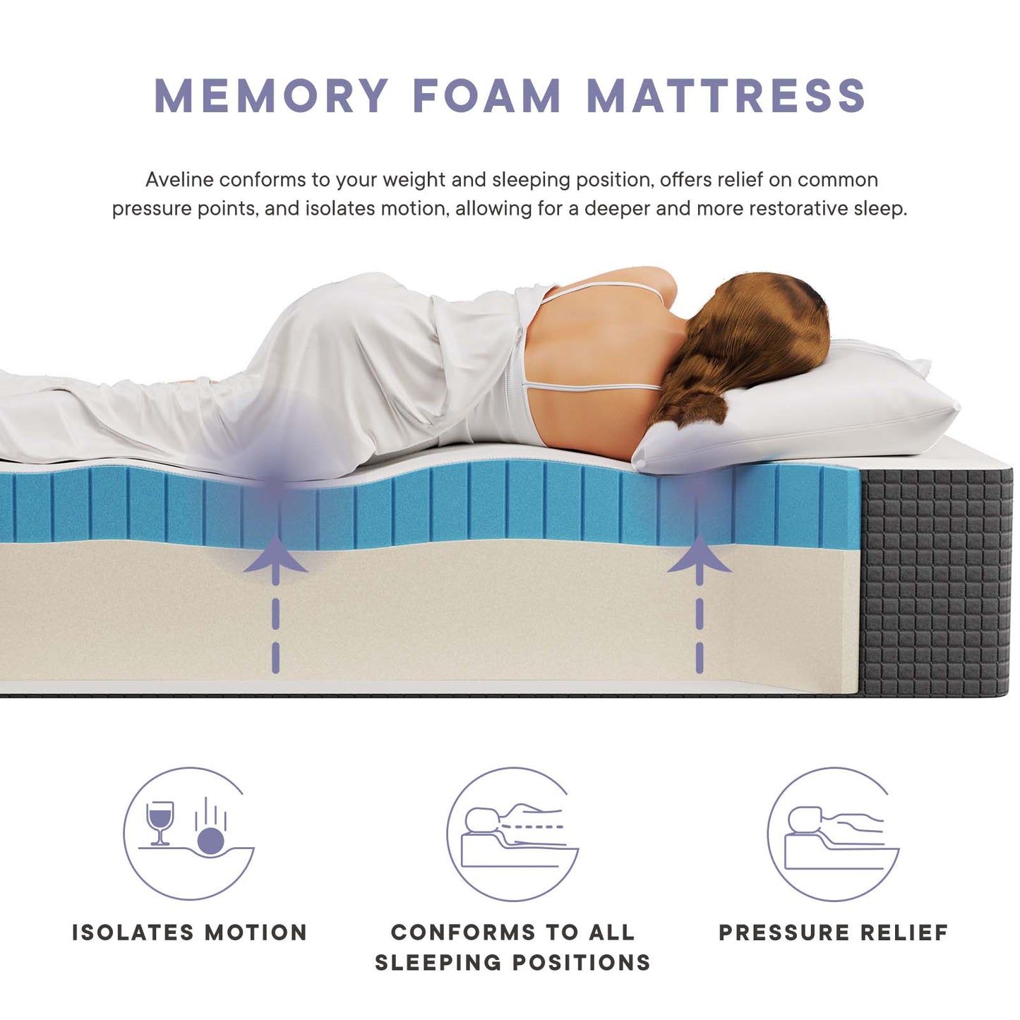 Aveline 14" Memory Foam King Mattress White