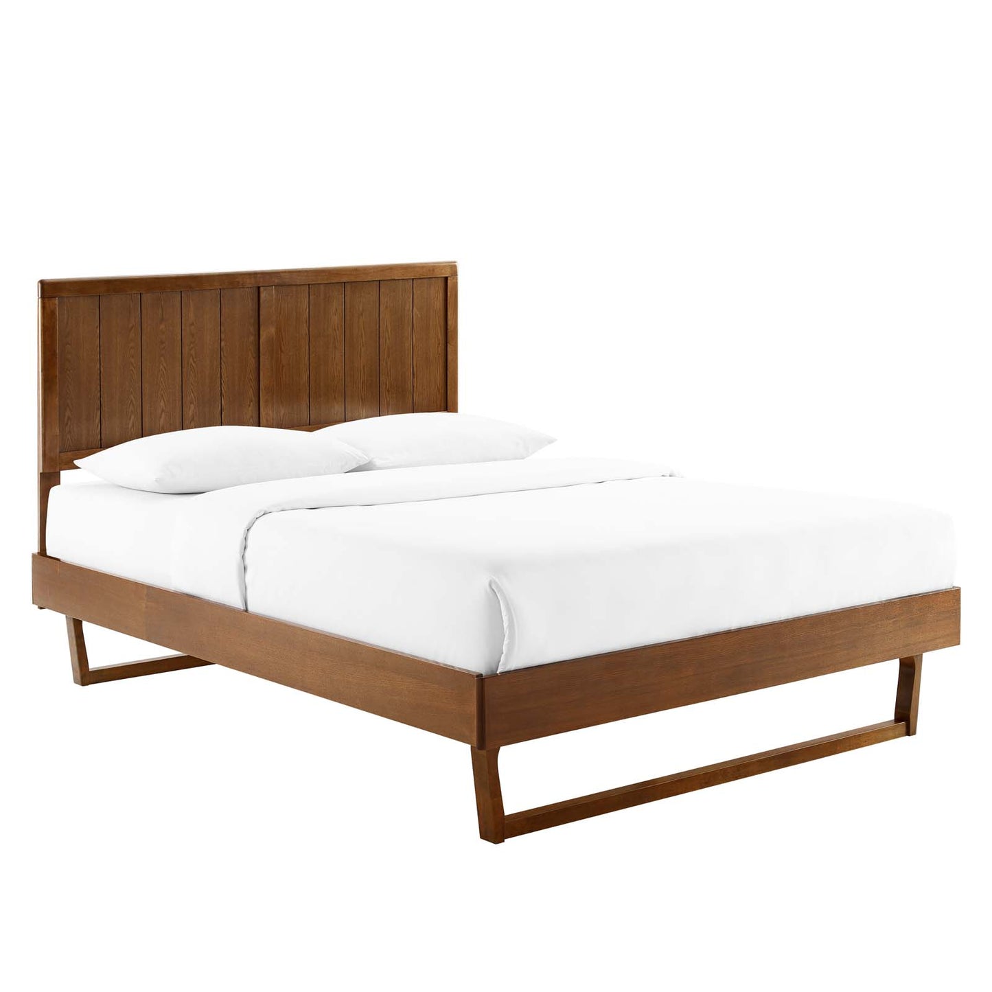 Alana King Wood Platform Bed With Angular Frame Walnut