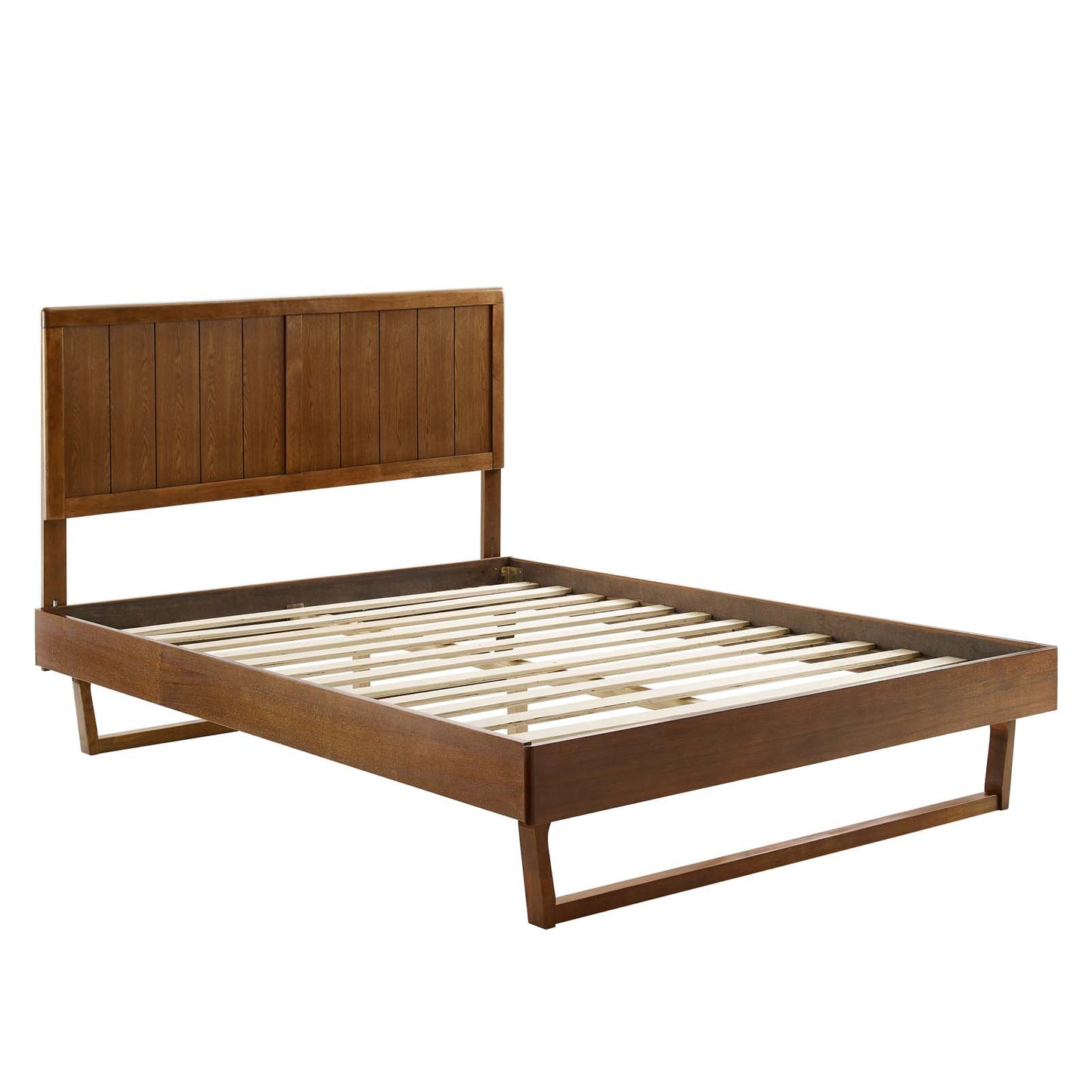 Alana King Wood Platform Bed With Angular Frame Walnut