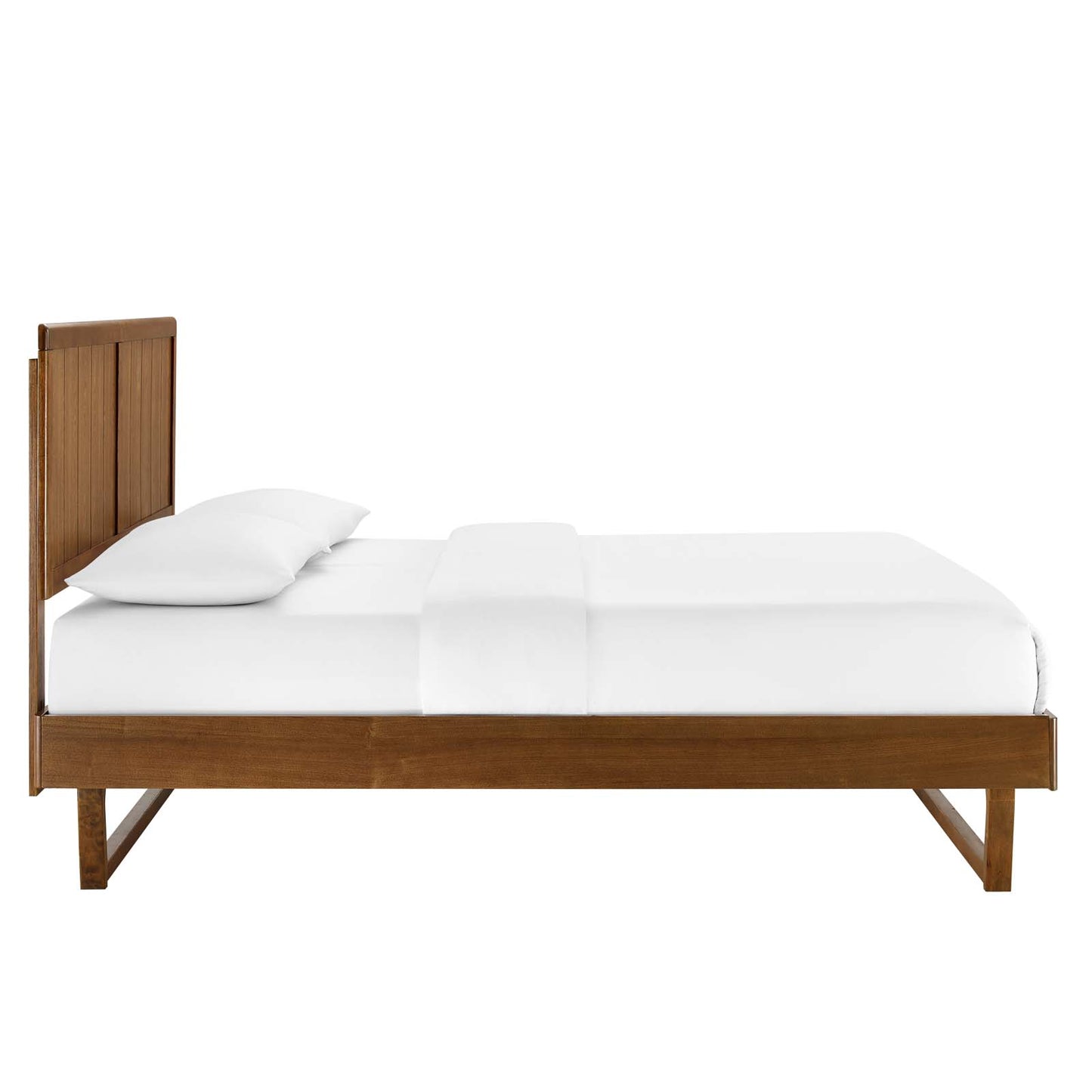 Alana King Wood Platform Bed With Angular Frame Walnut