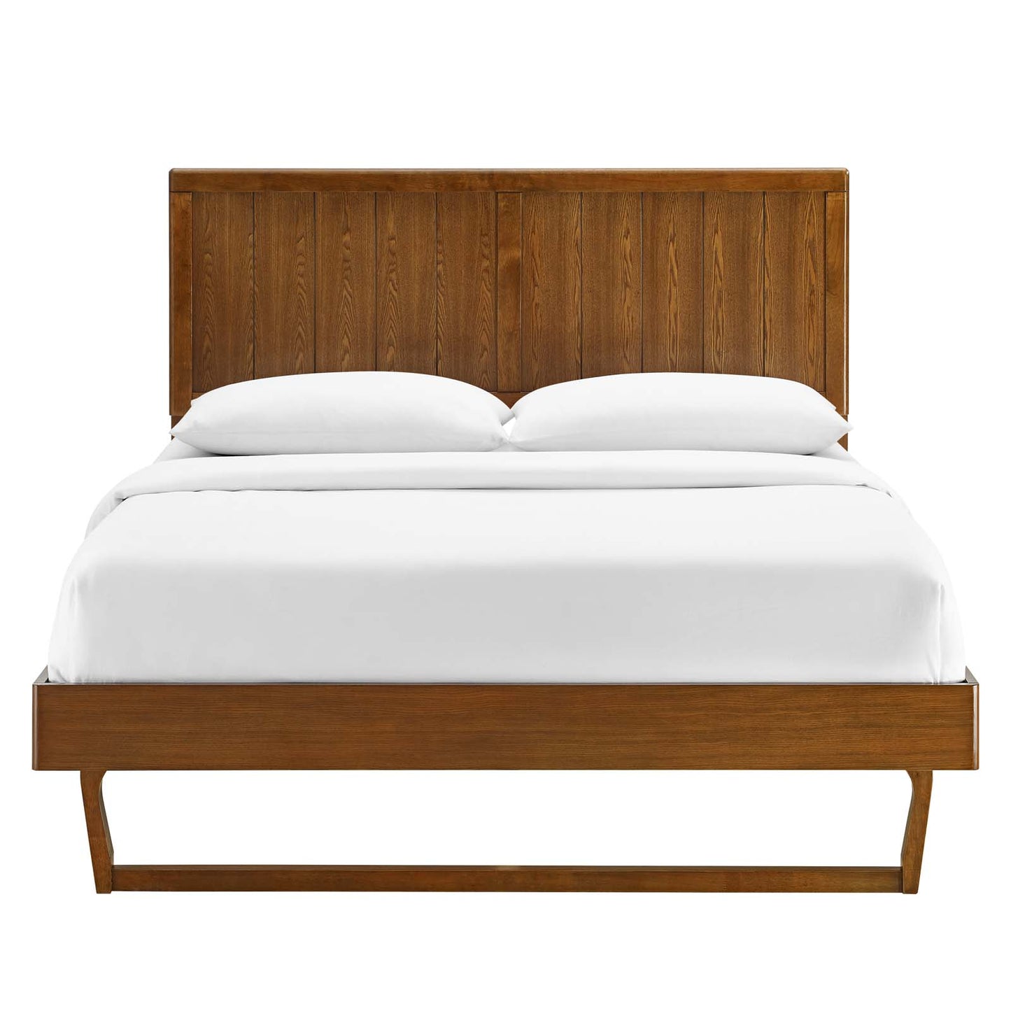 Alana King Wood Platform Bed With Angular Frame Walnut