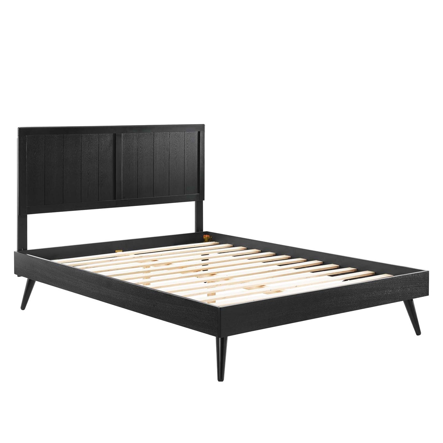 Alana King Wood Platform Bed With Splayed Legs Black