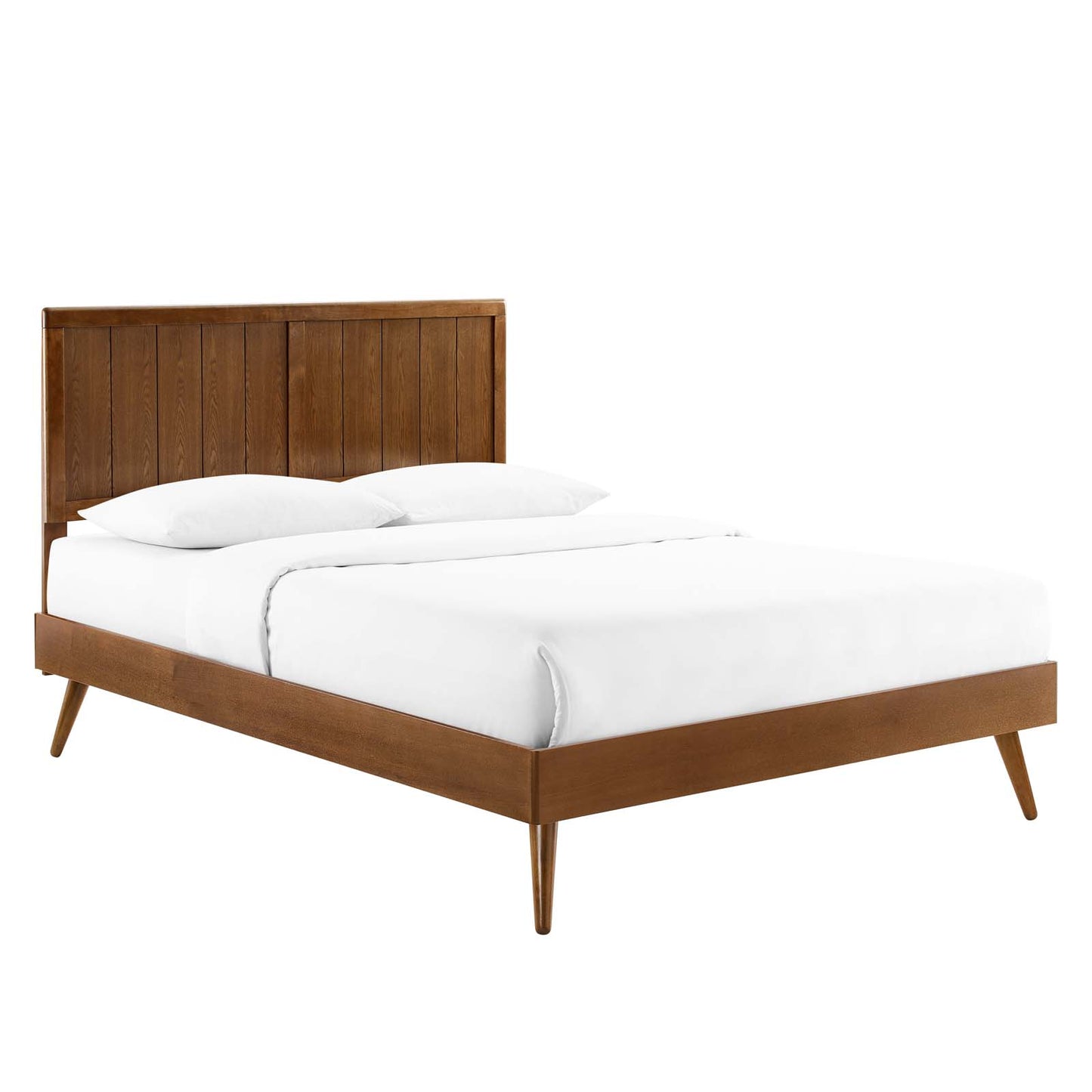 Alana Twin Wood Platform Bed With Splayed Legs Walnut