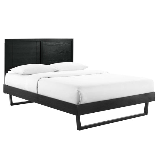 Marlee Wood Platform Bed With Angular Frame and Splayed Legs