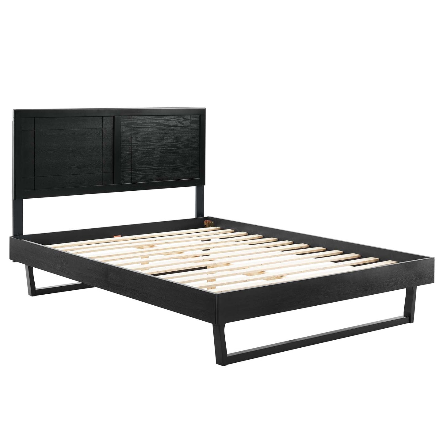 Marlee Wood Platform Bed With Angular Frame and Splayed Legs