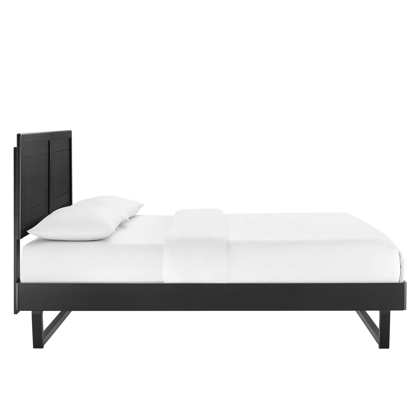 Marlee Wood Platform Bed With Angular Frame and Splayed Legs