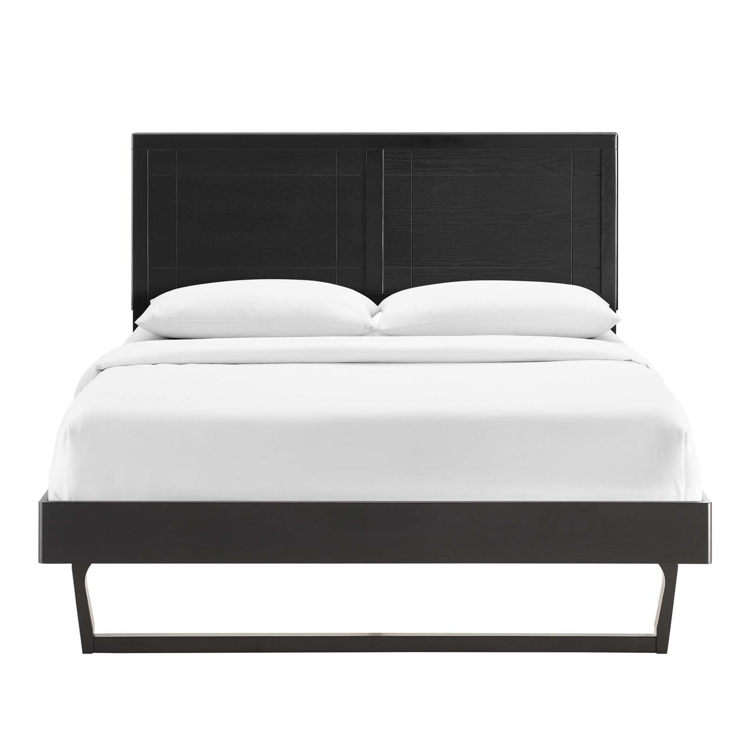 Marlee Wood Platform Bed With Angular Frame and Splayed Legs