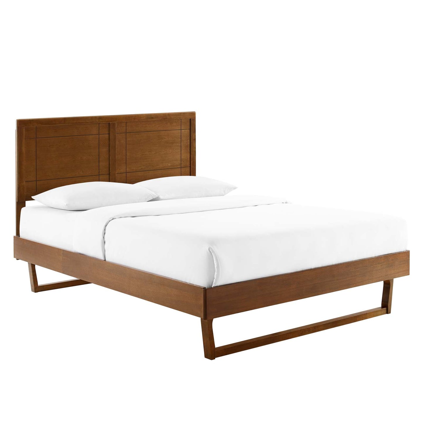 Marlee Full Wood Platform Bed With Angular Frame Walnut MOD-6625-WAL