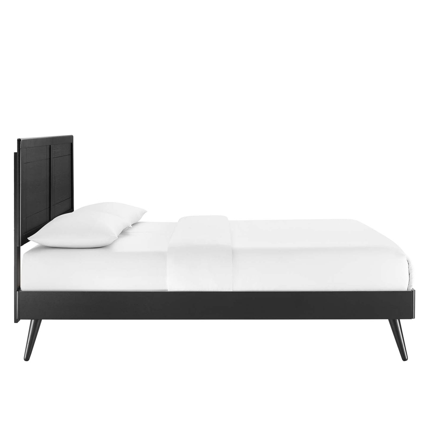 Marlee King Wood Platform Bed With Splayed Legs Black MOD-6629-BLK