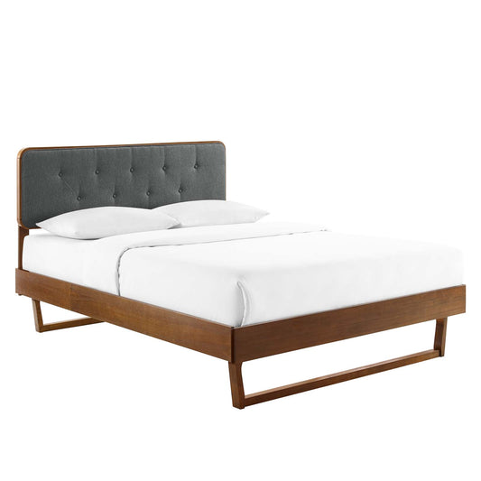 Bridgette Full Wood Platform Bed With Angular Frame Walnut Charcoal