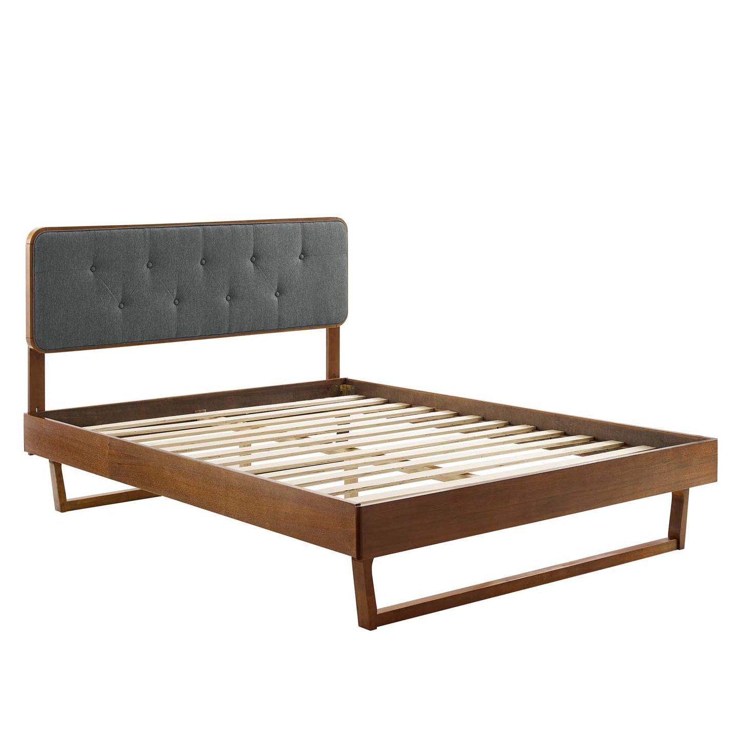Bridgette Full Wood Platform Bed With Angular Frame Walnut Charcoal MOD-6643-WAL-CHA