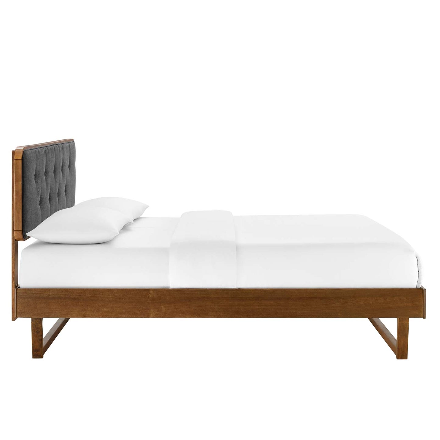 Bridgette Full Wood Platform Bed With Angular Frame Walnut Charcoal MOD-6643-WAL-CHA