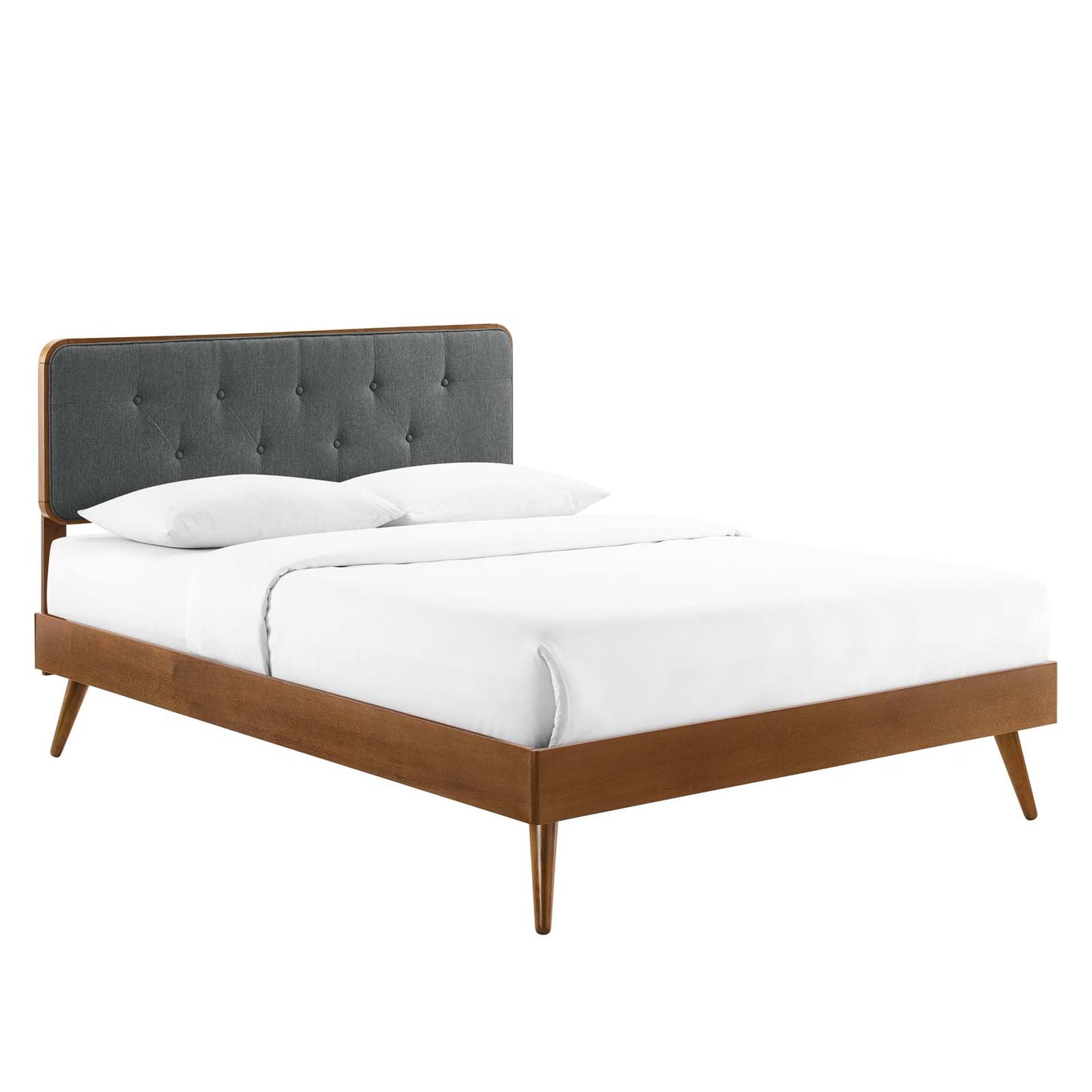 Bridgette King Wood Platform Bed With Splayed Legs Walnut Charcoal MOD-6647-WAL-CHA