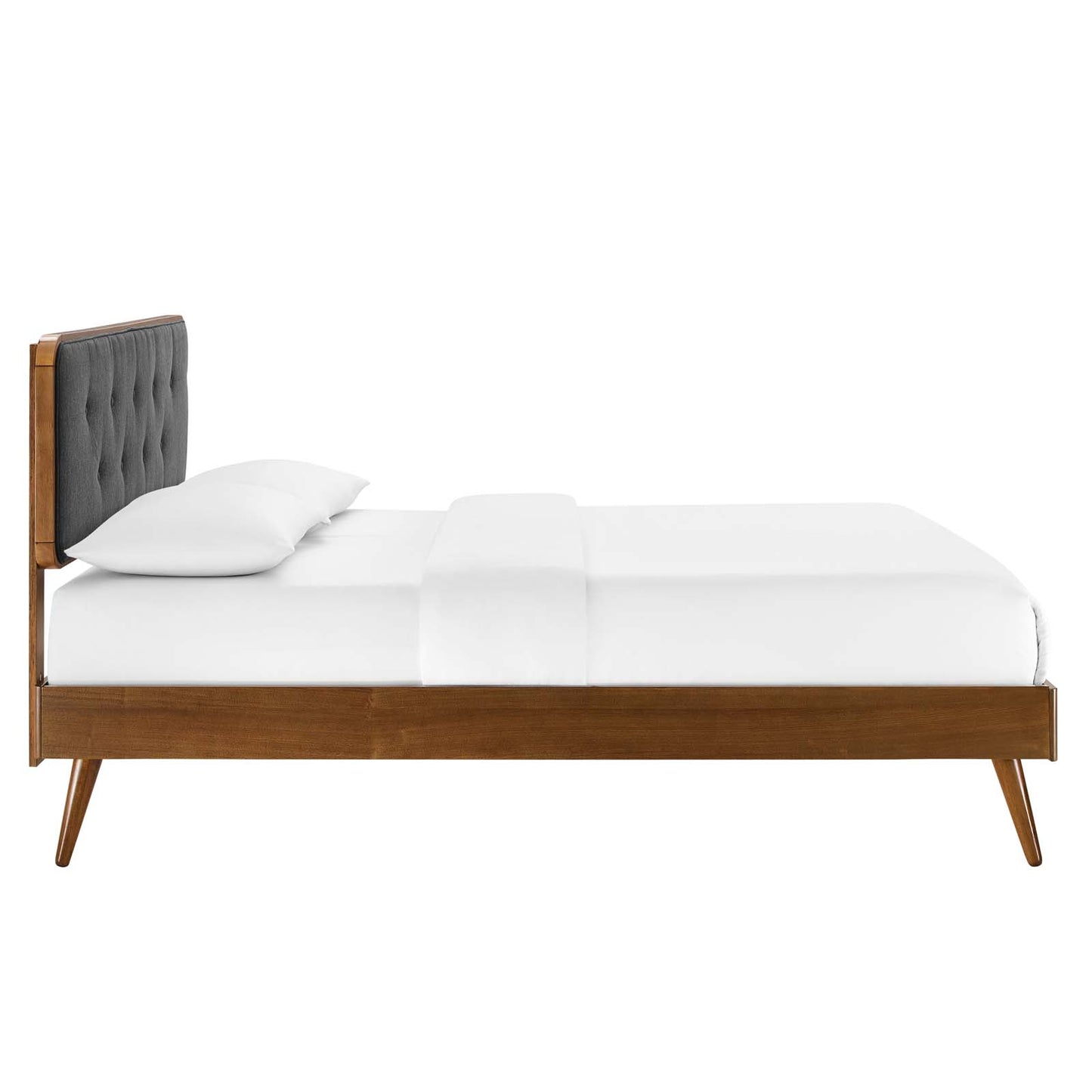 Bridgette King Wood Platform Bed With Splayed Legs Walnut Charcoal MOD-6647-WAL-CHA